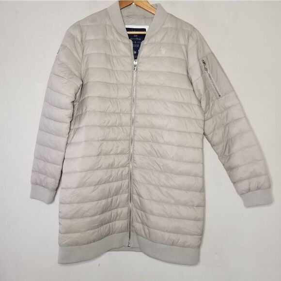 US Polo ASSN puffer coat taupe Women's size large - Picture 1 of 8